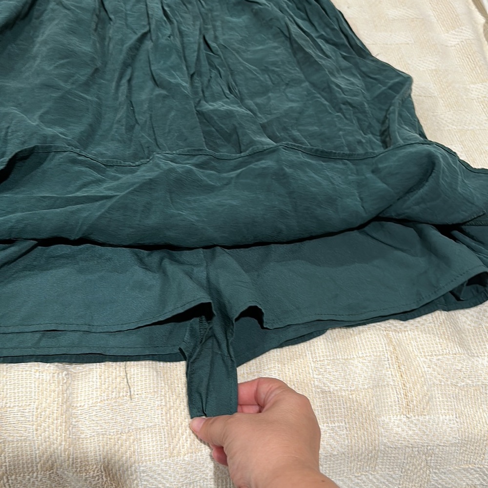 ZARA Green Ruffle Babydoll Mini Dress with Pockets Romper Lining Sz M - Picture 4 of 8